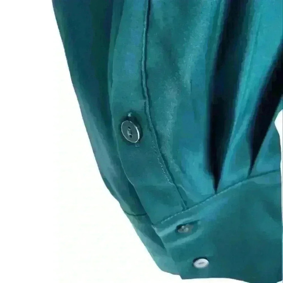 Gold Hawk Green Silk LA Loose Shirt One Pocket Convertible Dress Black Small. - Picture 5 of 9